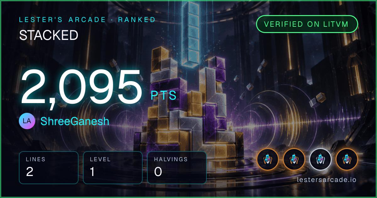 STACKED score card: 2,095 points by ShreeGanesh