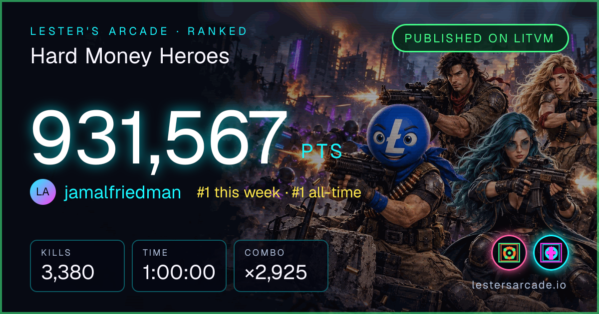 Hard Money Heroes score card: 931,567 points by jamalfriedman