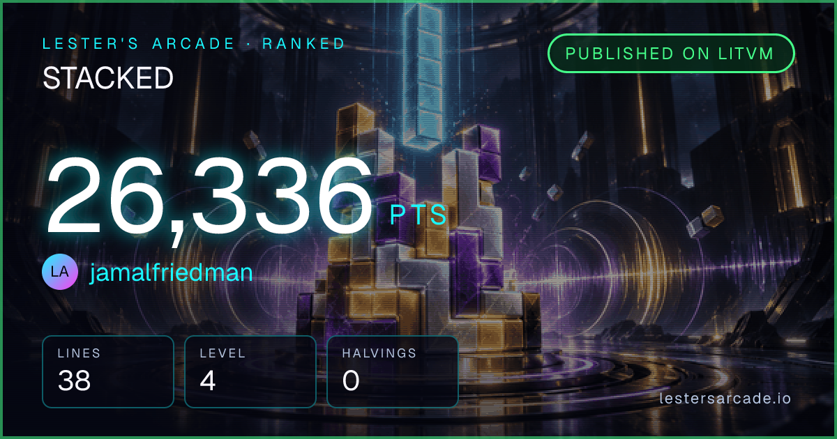 STACKED score card: 26,336 points by jamalfriedman