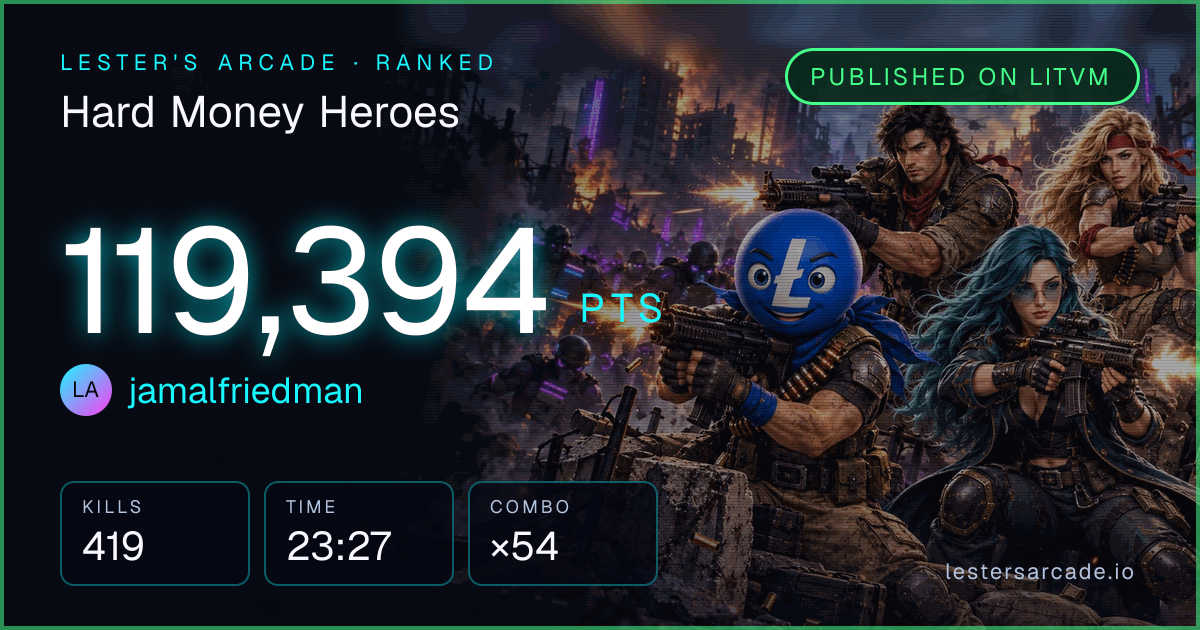 Hard Money Heroes score card: 119,394 points by jamalfriedman